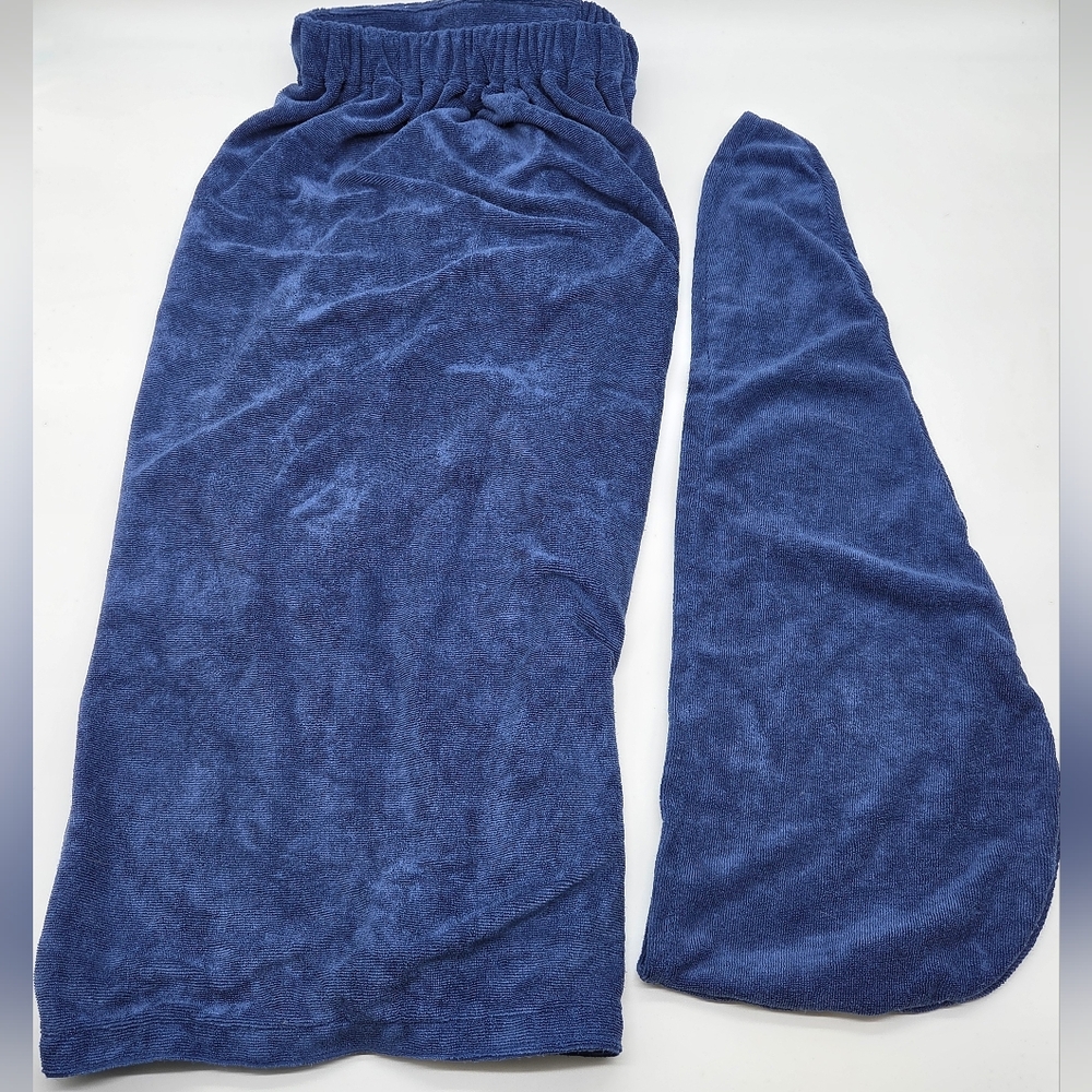 Blue Towel Wrap and Hair Turban Set